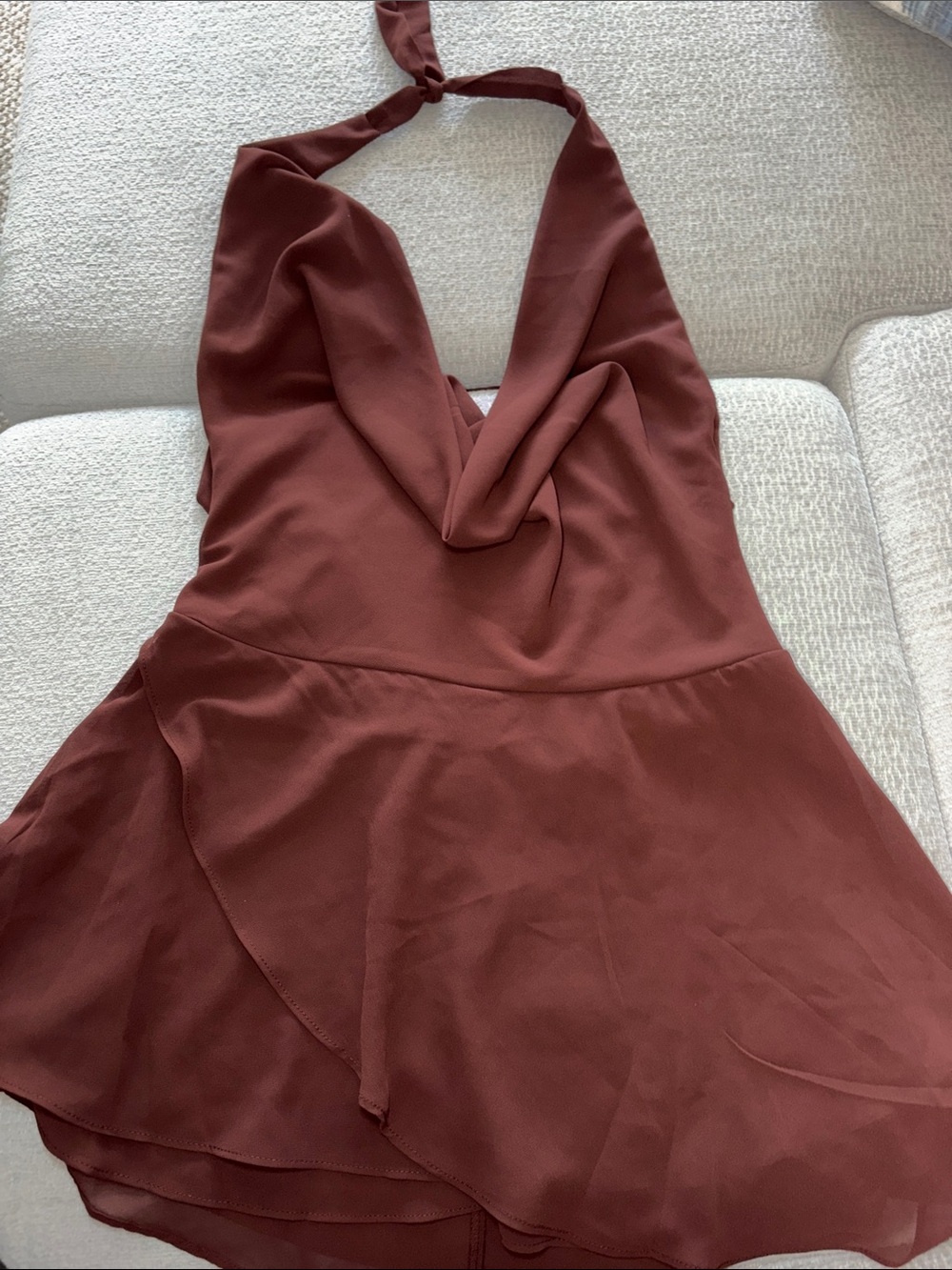 SHEIN Rust Brown Halter Mini Dress